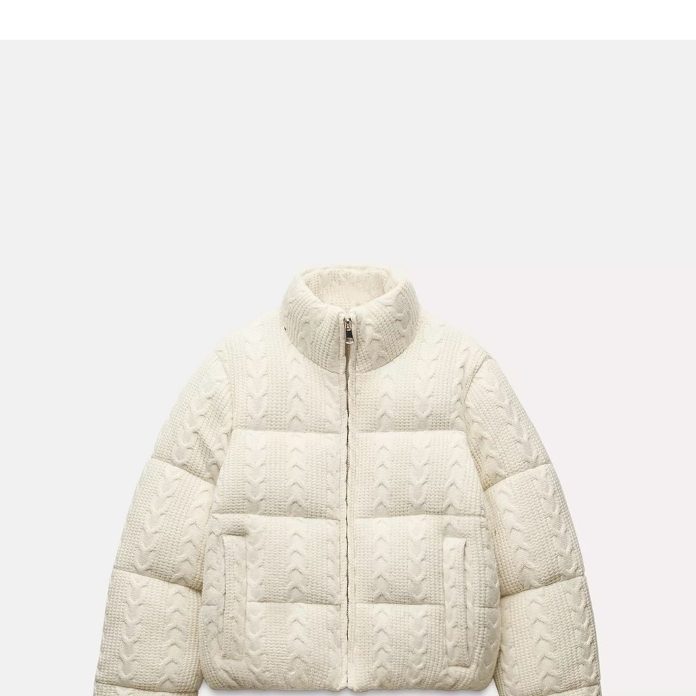 Zara Cream Textured Women's Turtleneck Sweater Jacket - Picture 3 of 9